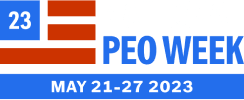 2023 National PEO Week Logo - White Logos for Dark Backgrounds